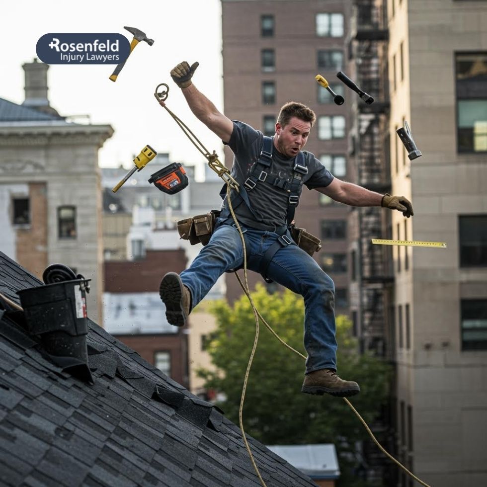 Roof fall accident caused by someone else’s negligence on a Chicago job site.