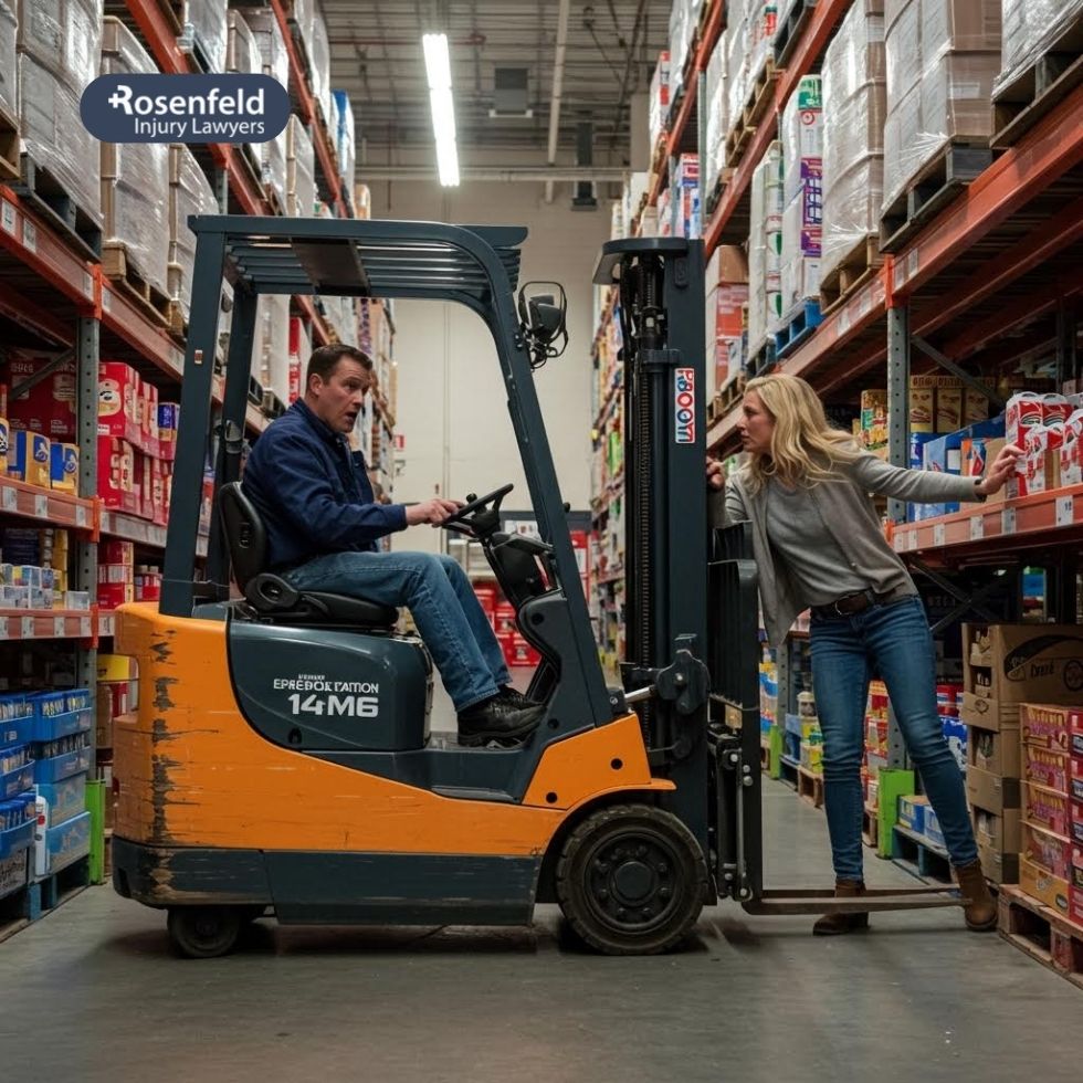 Illinois lawyer for customer injuries from falling forklift loads.