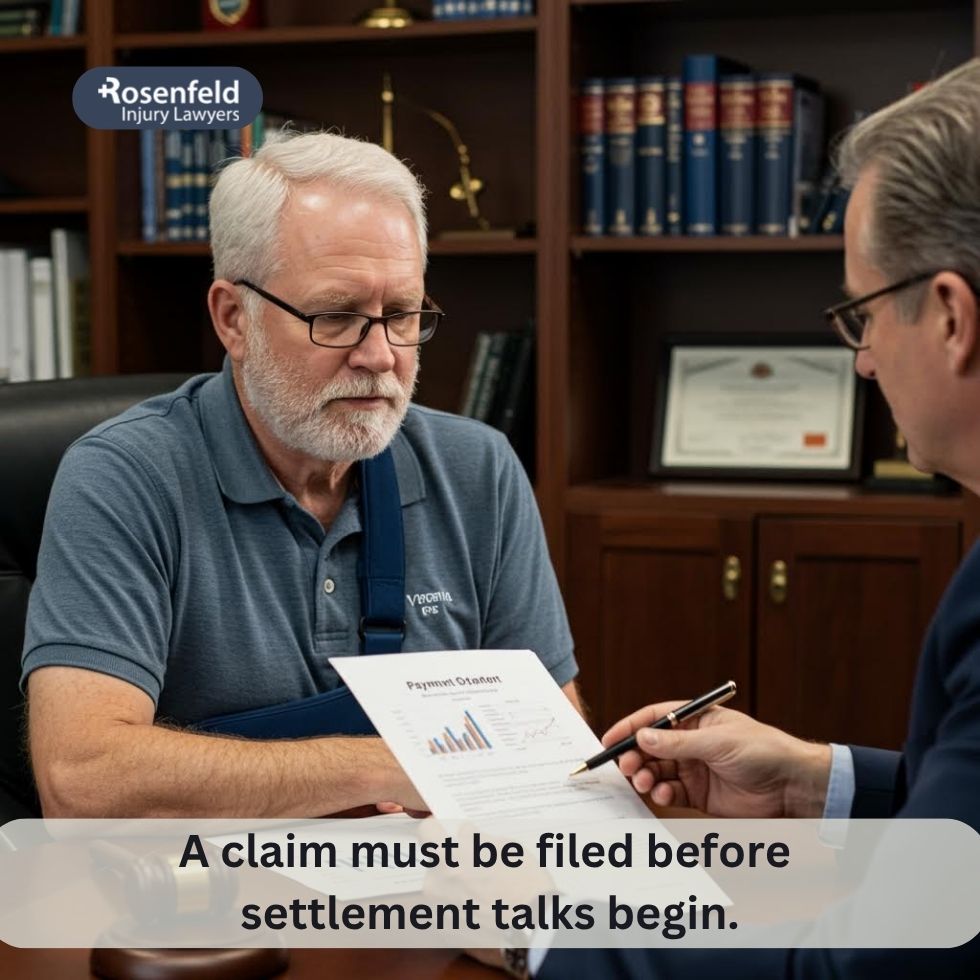 Workers' comp case meeting in Illinois between worker, attorney, and employer’s insurer