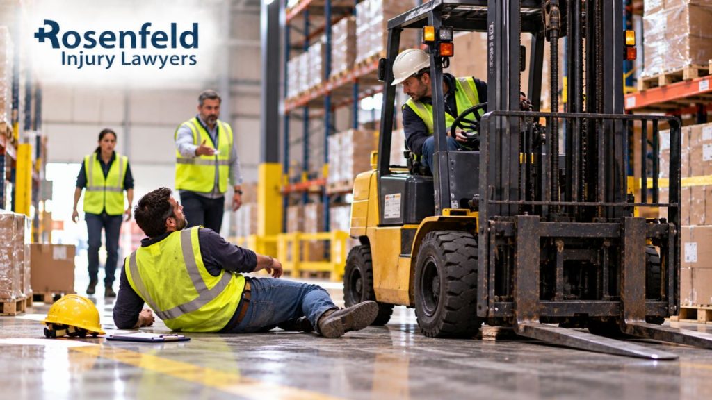 forklift vs pedestrian in a warehouse